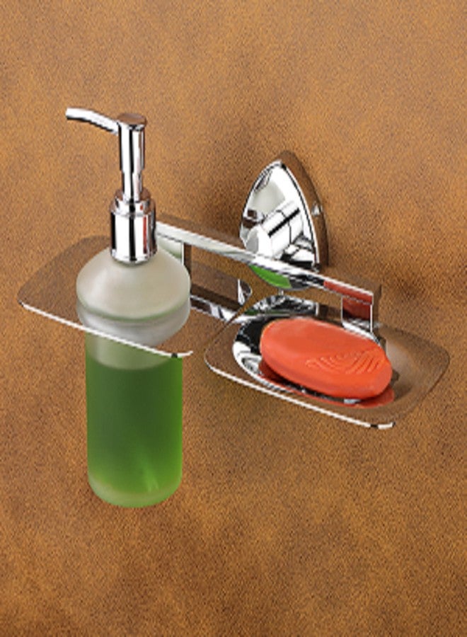 iSTAR Stainless Steel 2 in 1 Soap Dish with Liquid Soap Dispenser Wall Mounted Soap Stand with Hand Wash Dispenser for Bathroom Accessories Sink Wash Basin (Silver, Pack of 1) - Image 4